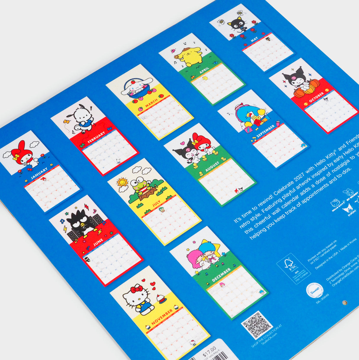 2027 Hello Kitty Retro Wall Calendar