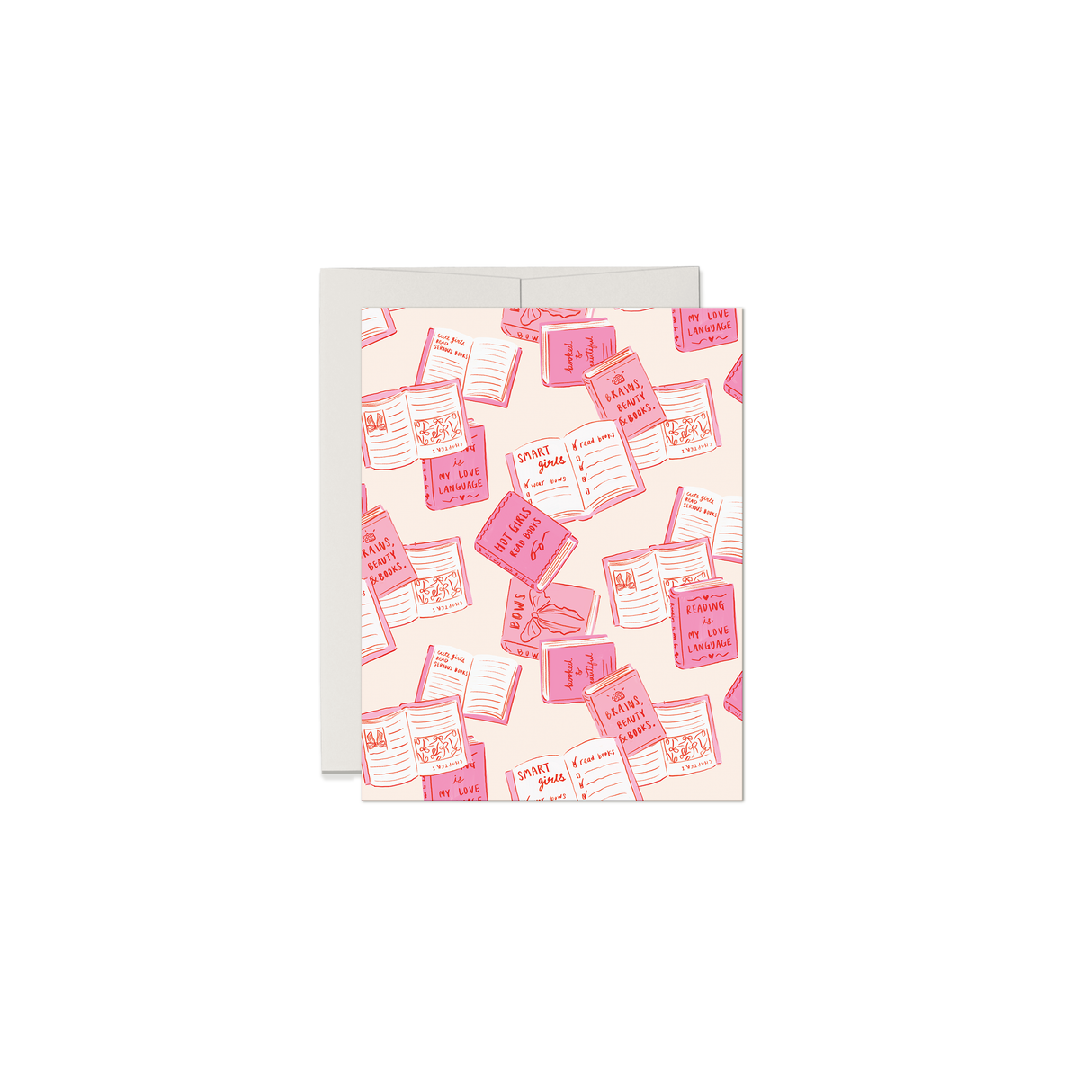 Book Lover Pink Reading Pattern Greeting Card