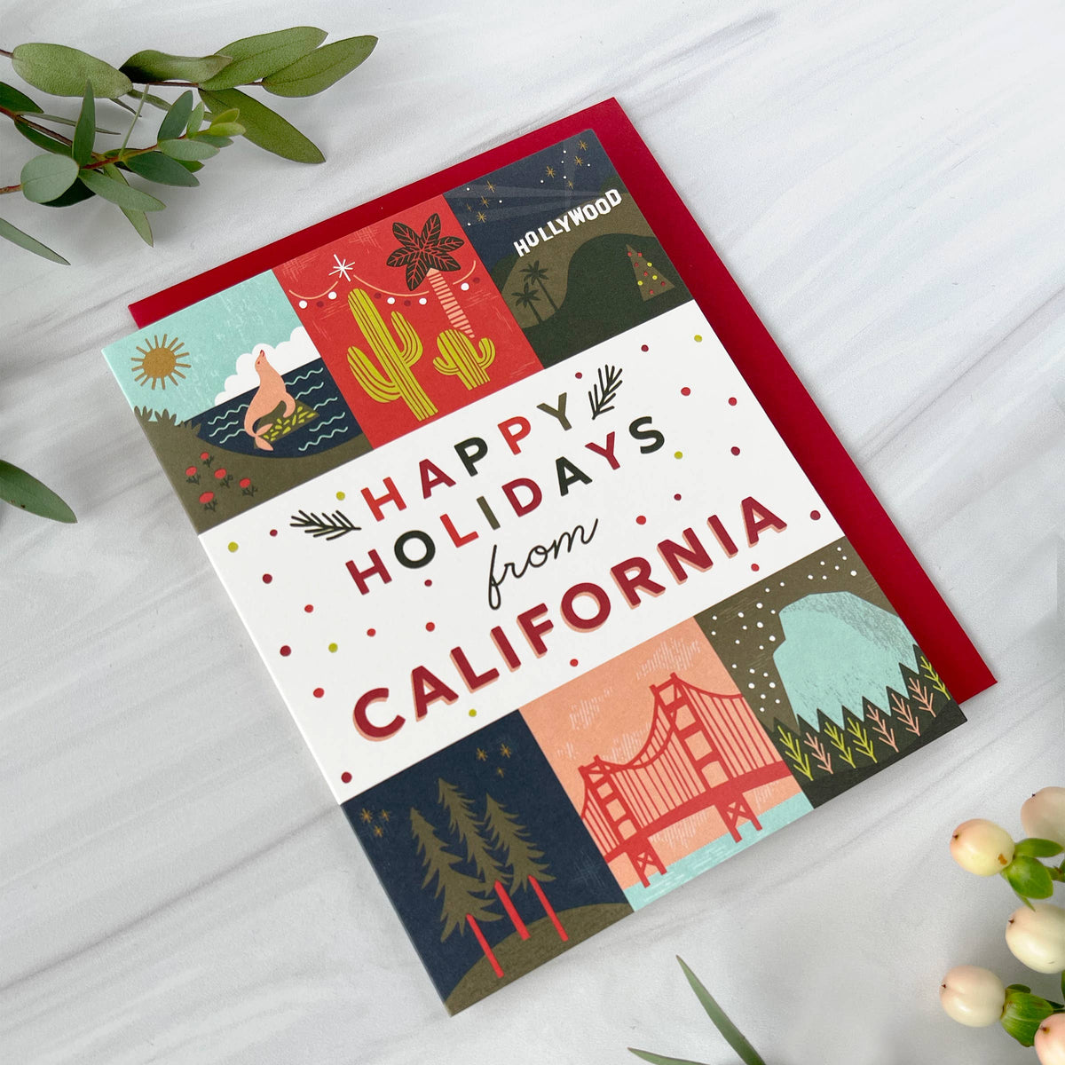 California Holiday Grid Modern Card (Box Set of 6)