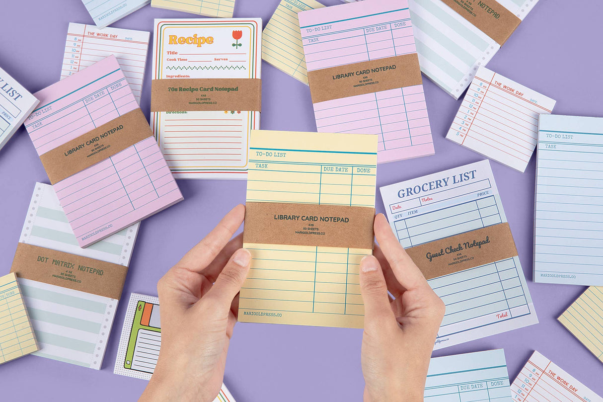 Library Card Notepad - Yellow