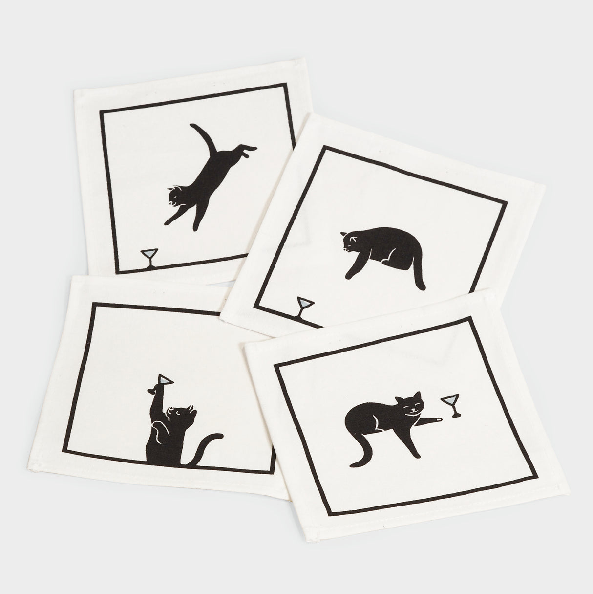 Black Cat Martini Cocktail Napkin Set