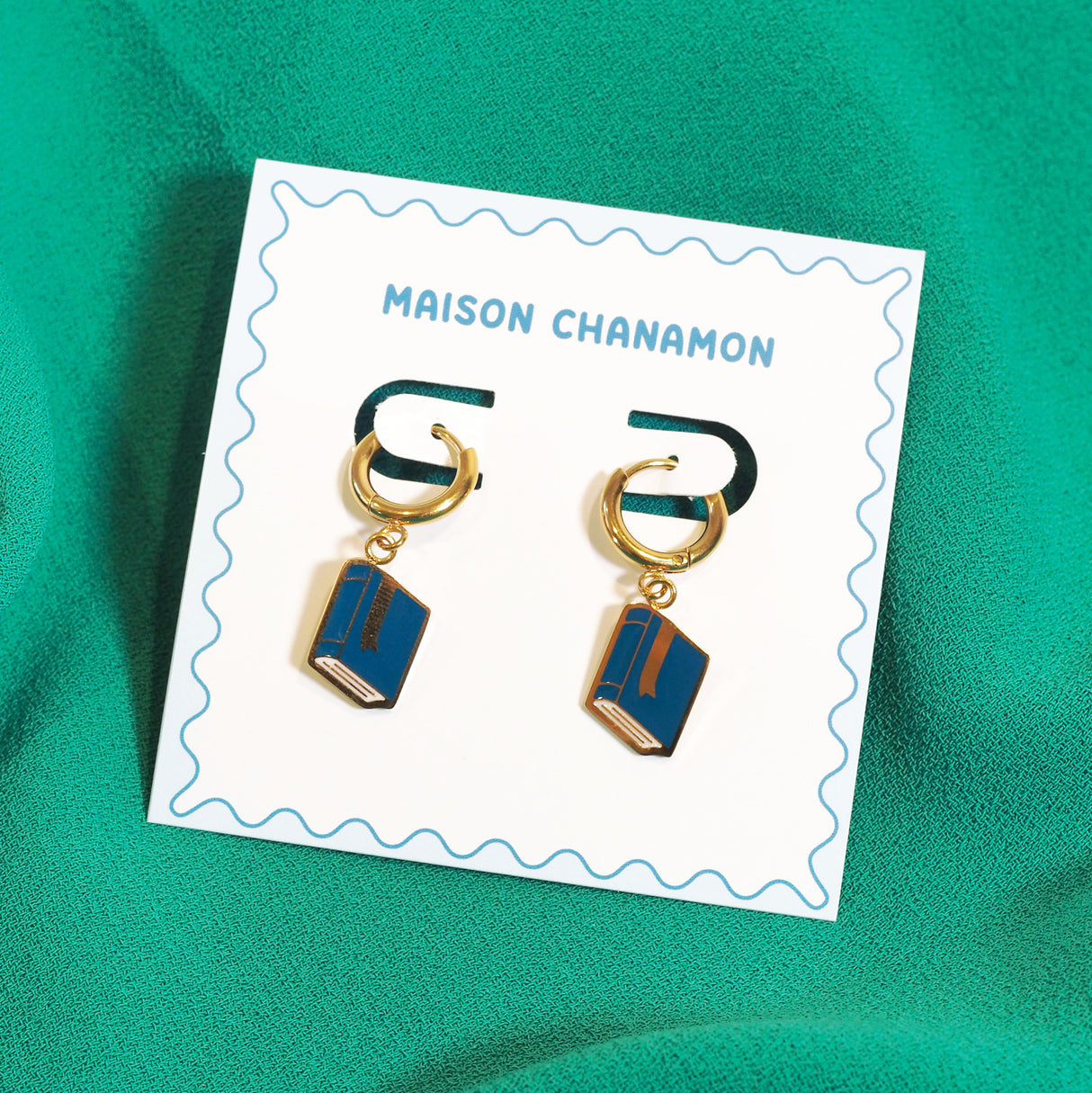 Book Huggie Hoop Earrings