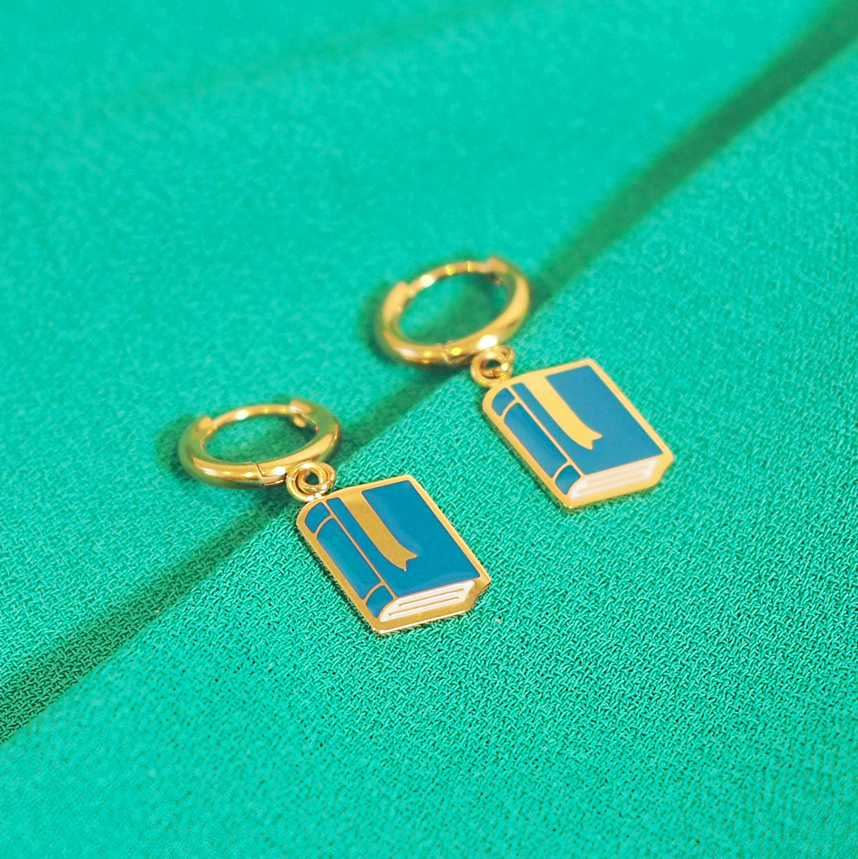 Book Huggie Hoop Earrings
