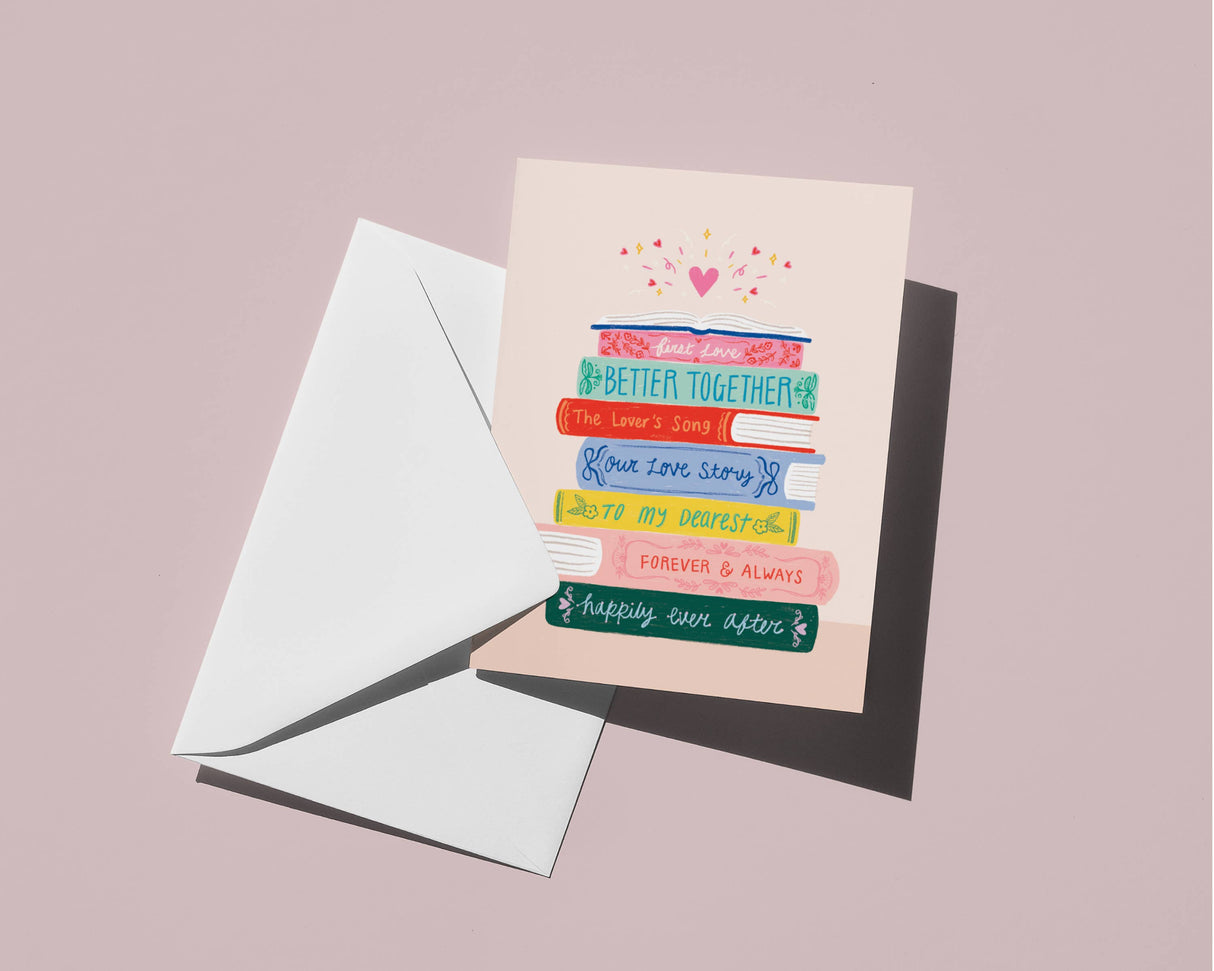 Love Story Books Greeting Card Romantic Anniversary Card