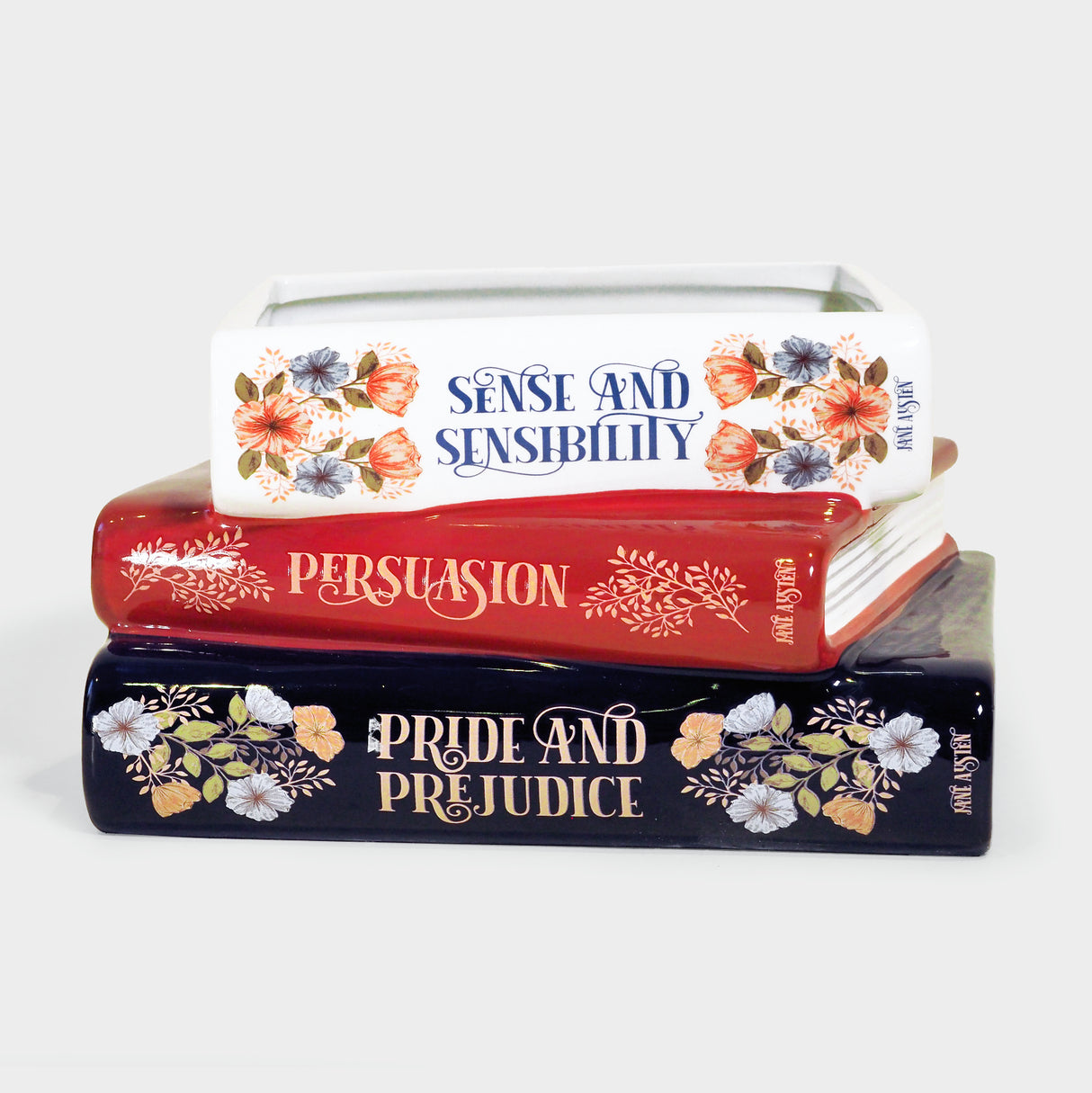 Jane Austen Stacked Books Planter