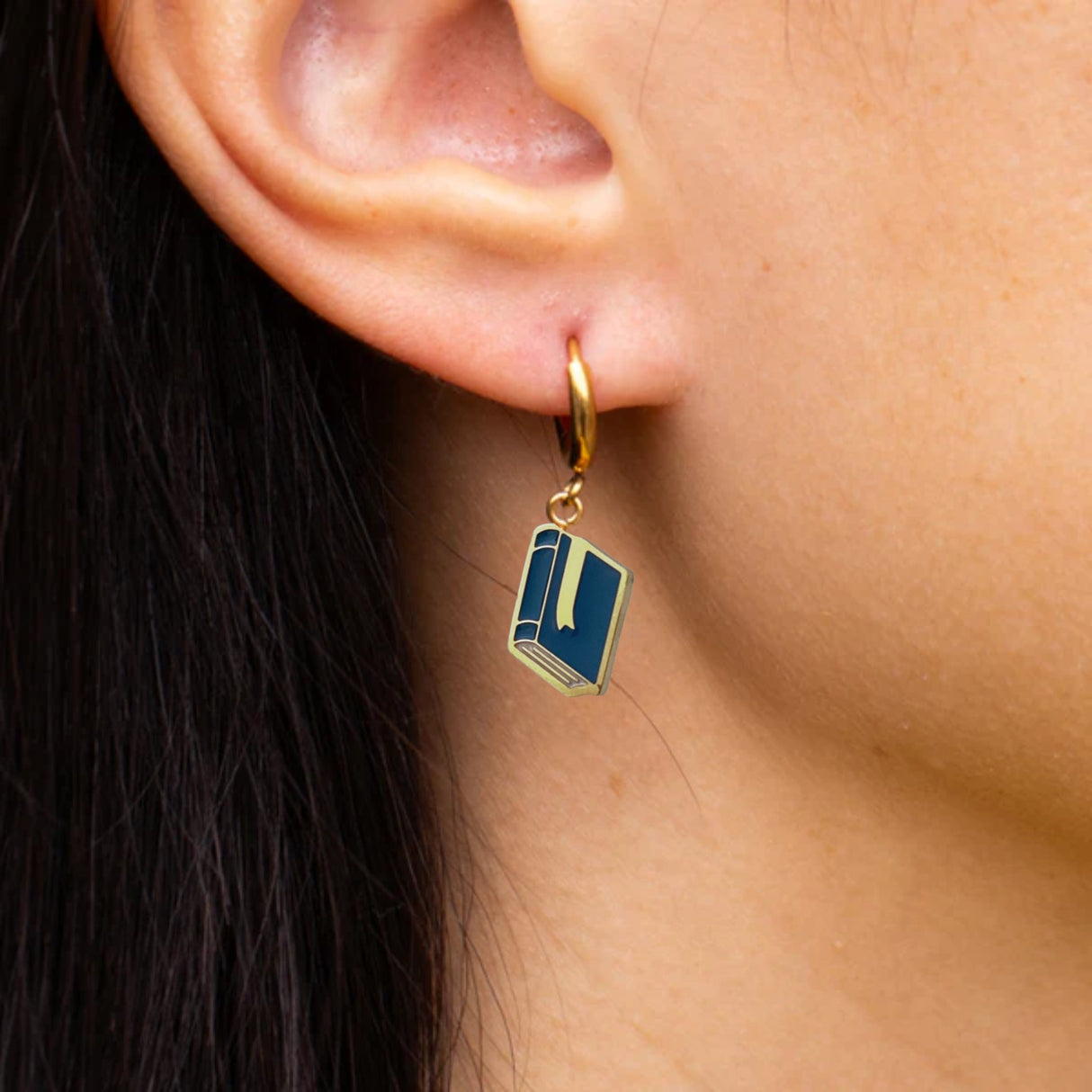 Book Huggie Hoop Earrings