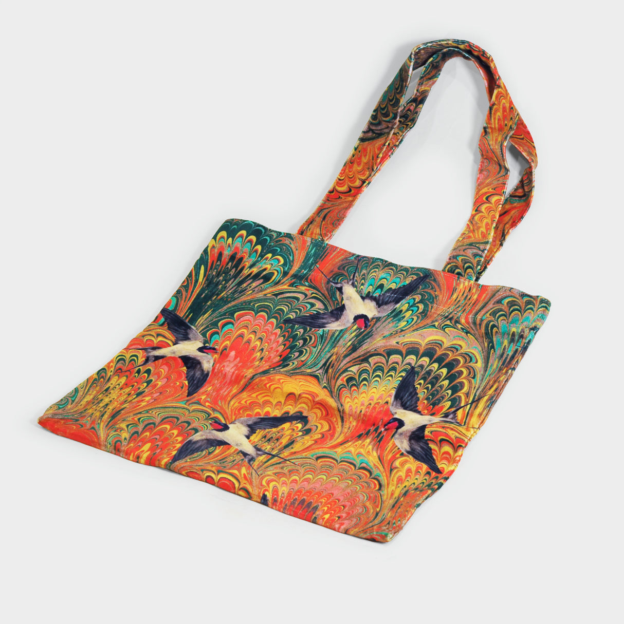Marbled Swallows Velvet Tote Bag