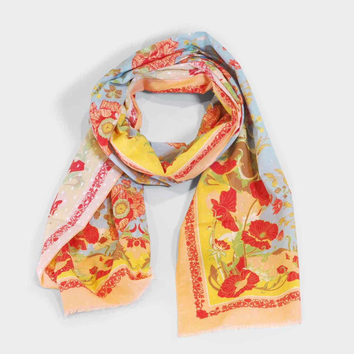 Paisley Poppies Cotton Scarf