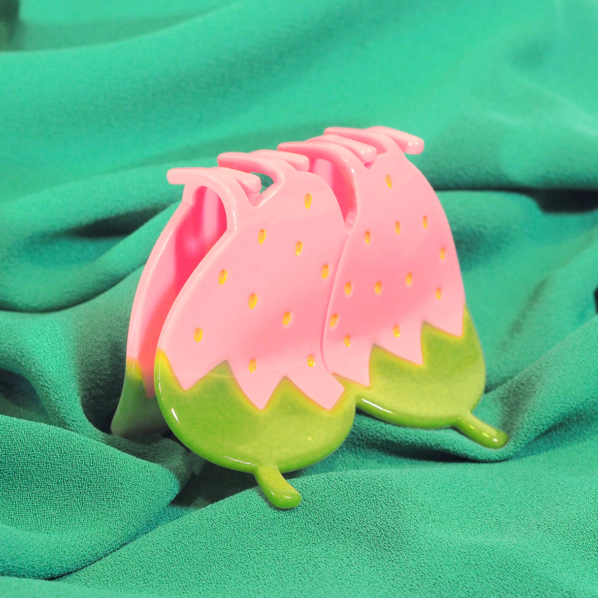 Pink Strawberry Large Hair Claw Clip