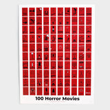 100 Horror Movies Scratch-Off Chart 12" x 16" Print
