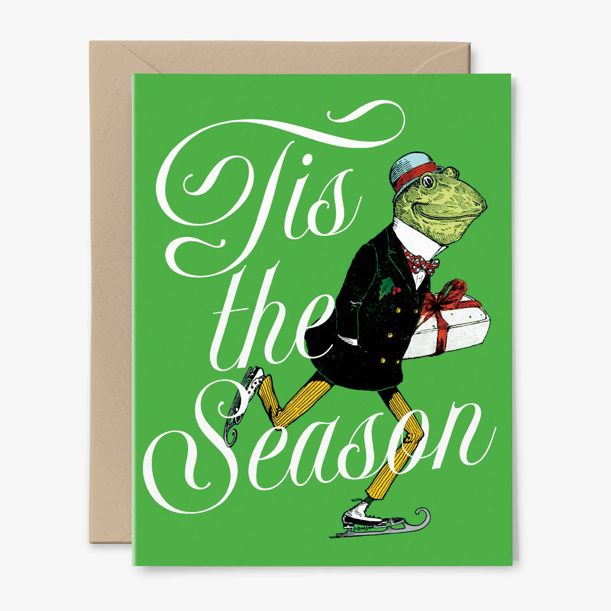 Tis the Season | Christmas Card | Vintage Art | Frog