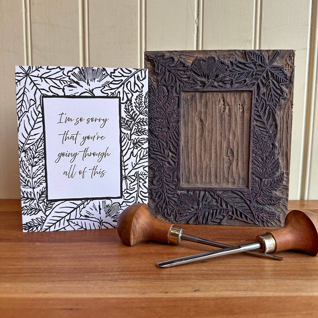 “Sorry You're Going Through This” Blockprint Gold Foil Card