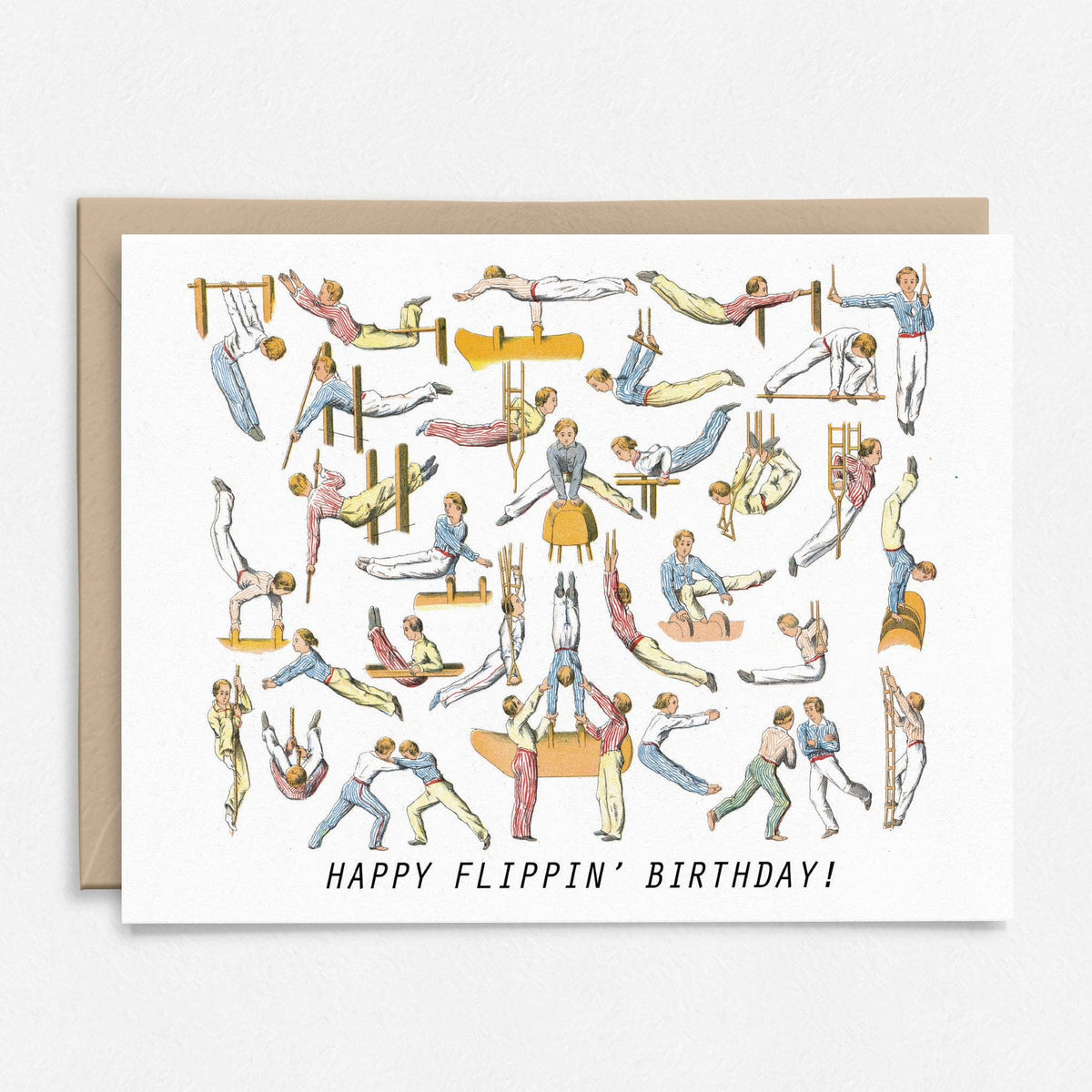 Happy Flippin' Birthday Card | Vintage Art | Fitness