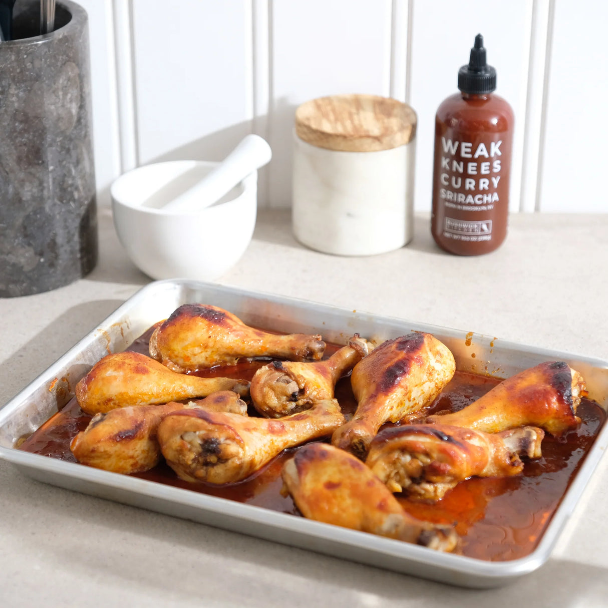 Chicken wtih curry sriracha sauce. Photo © Bushwick Kitchen