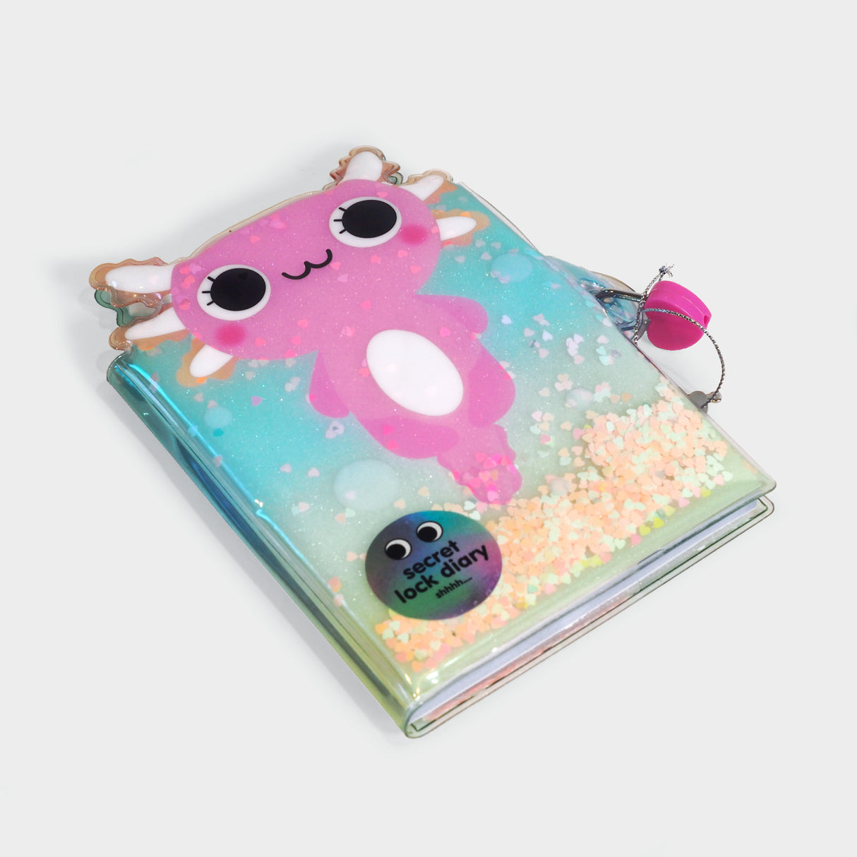 Axolotl Glitter Lock Diary