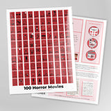 100 Horror Movies Scratch-Off Chart 12" x 16" Print