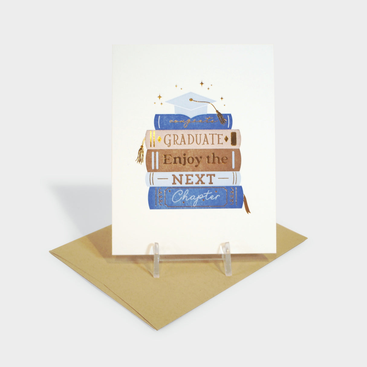 Book Stack Grad Greeting Card