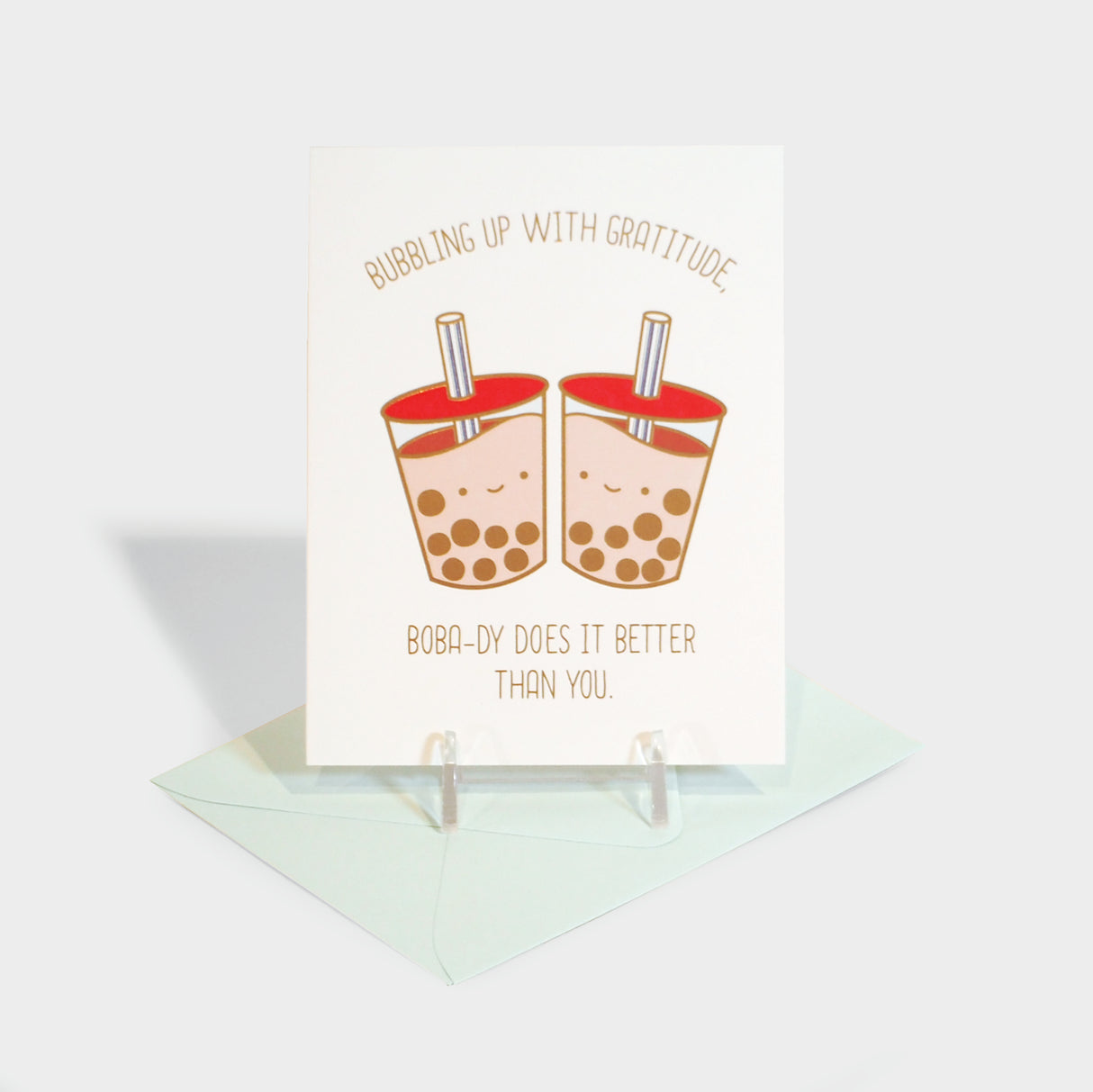 Bubbling Up with Gratitude Boba Gold Foil Greeting Card