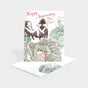 Greeting card with illustration of cabbage and skunks.