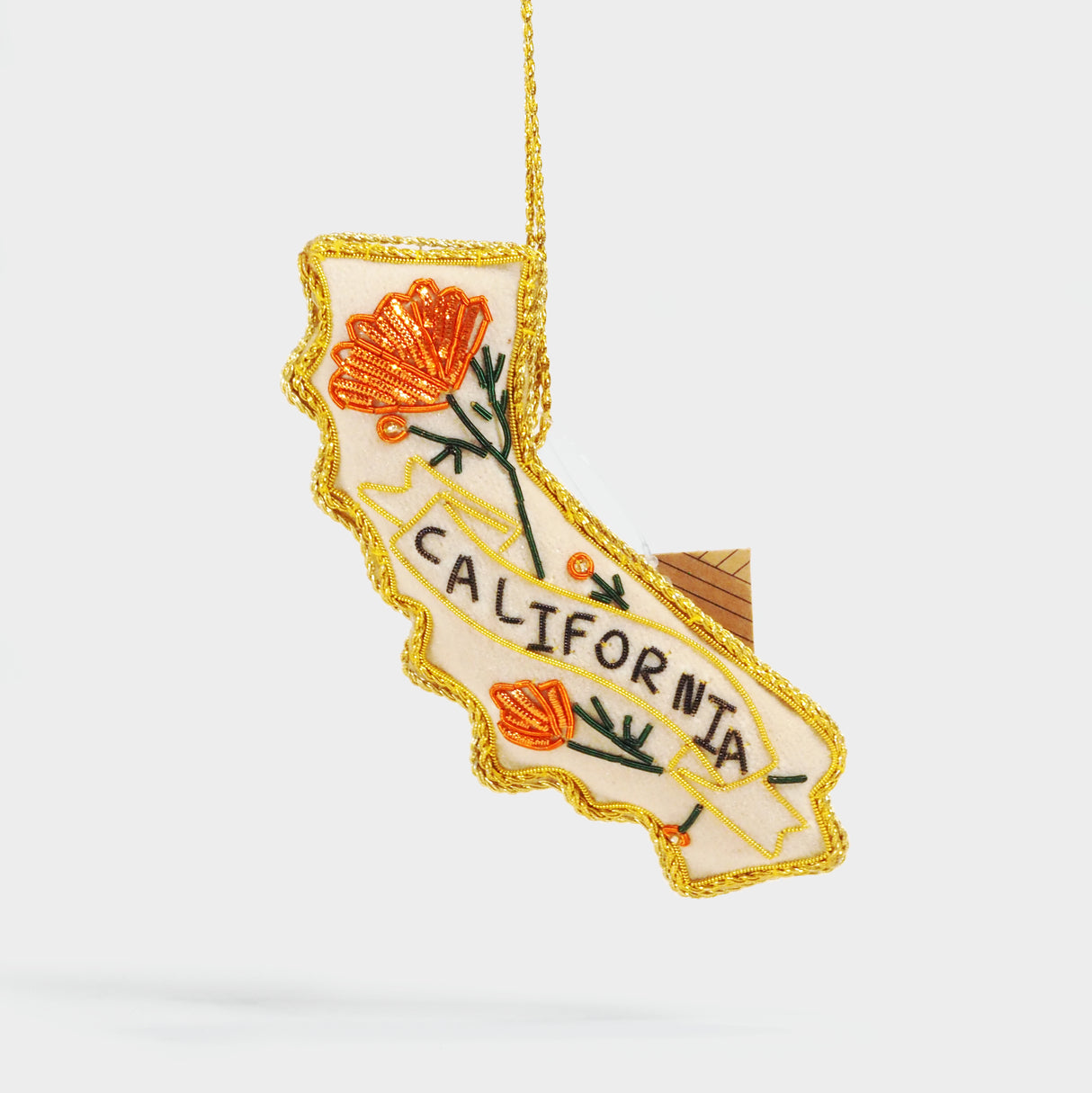 California Poppy Beaded Ornament