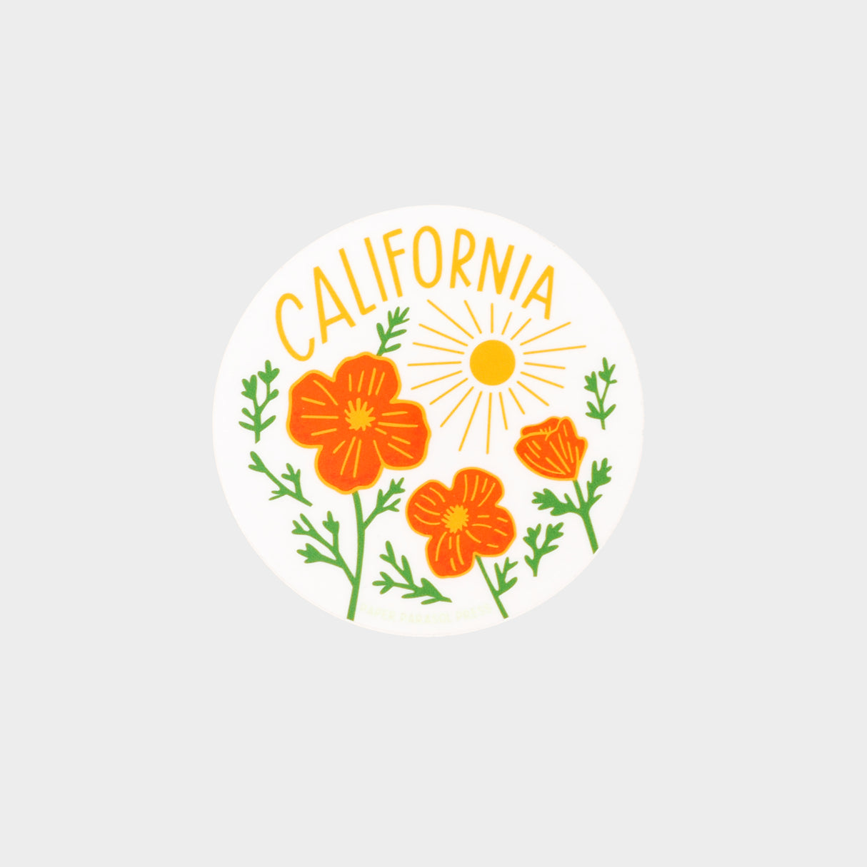 California Poppy Sun White Sticker