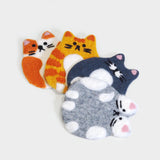 Cat Club Felted Wool Coasters Set of 4