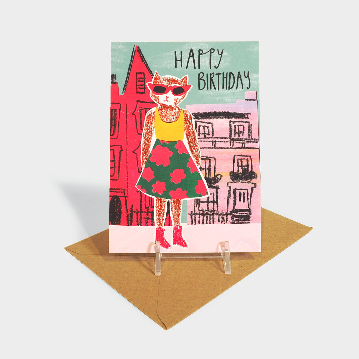 Cat Skirt Happy Birthday Greeting Card