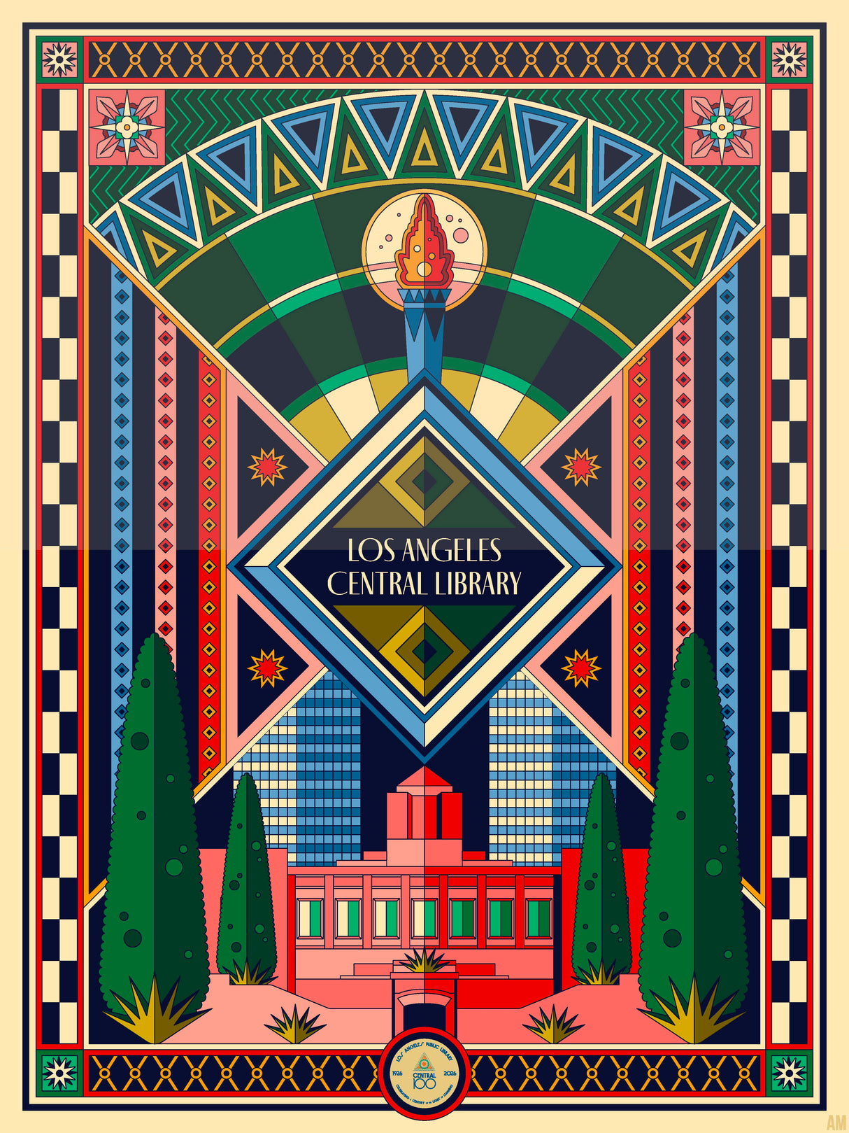 Central 100: Celebrating a Century of the Light of Learning 9" x 12" Lithograph Print