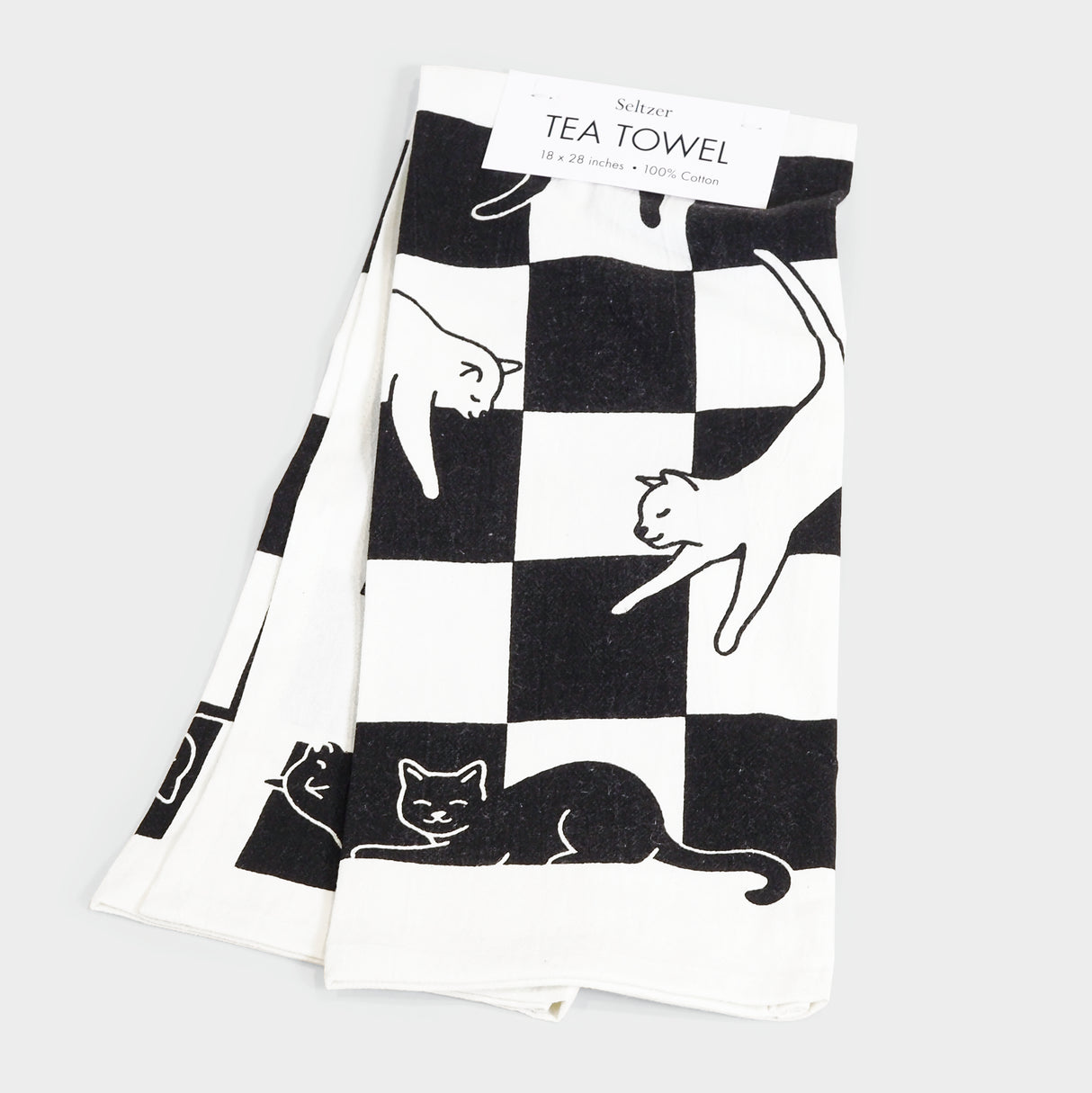 Checker Cat Tea Towel