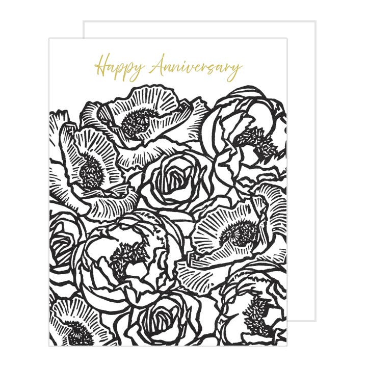 “Happy Anniversary” Blockprint Gold Foil Card
