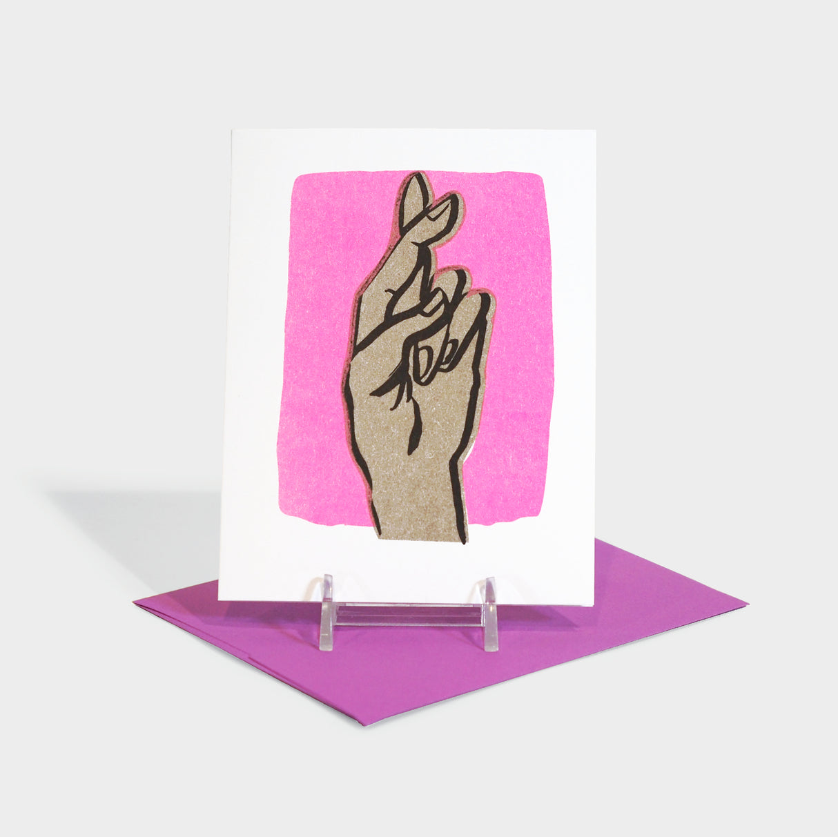 Fingers Crossed Risograph Greeting Card