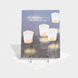 Greeting card with illustration of lanterns floating in water.