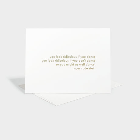 Greeting card with letterpressed quote.