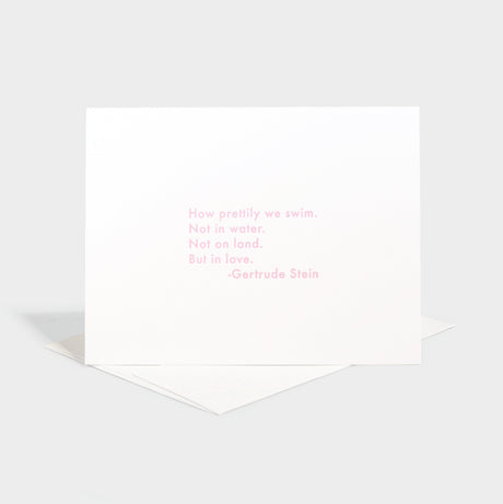 Greeting card with letterpressed quote.