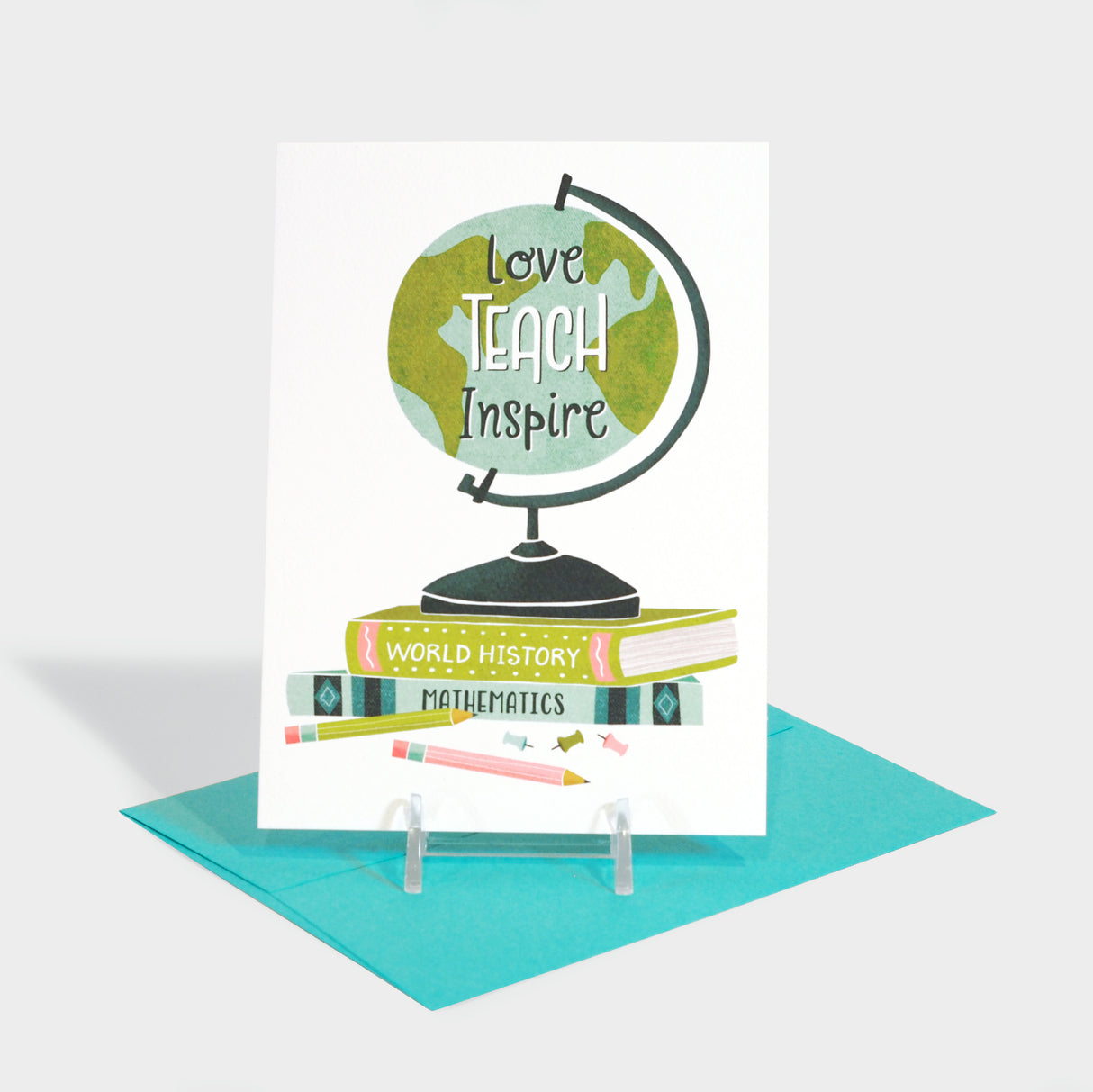 Globe and Books Greeting Card