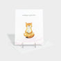 Greeting card with illustration of a fox meditating