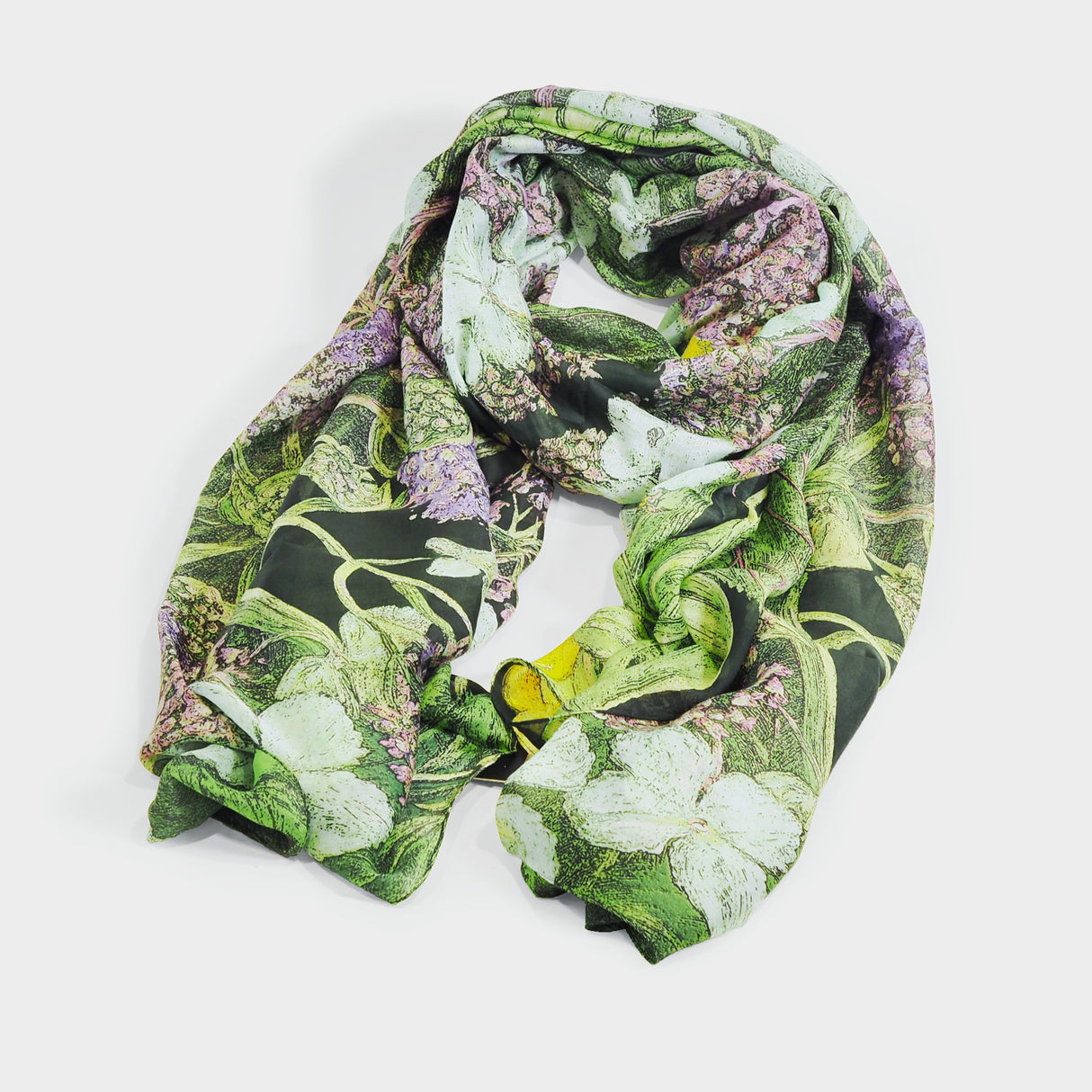 Hydrangea Print Lime Scarf