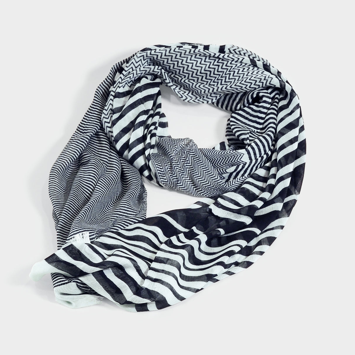 Italian Stripe Scarf in Blueberry/Surf Spray