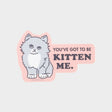 Sticker with kitten illustration.