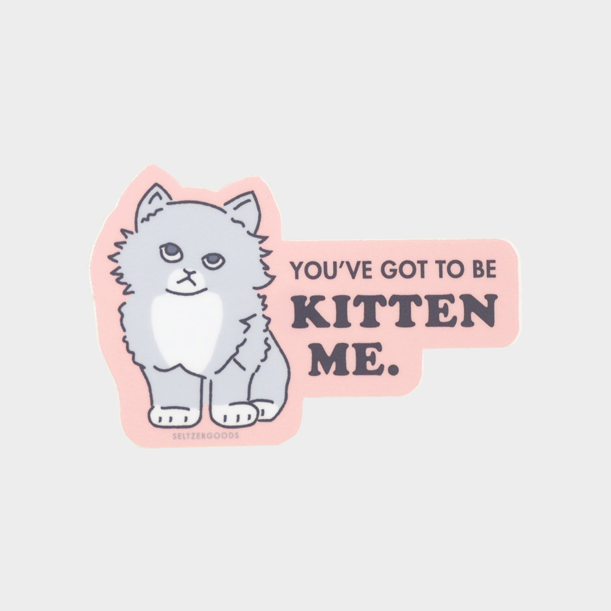 Sticker with kitten illustration.