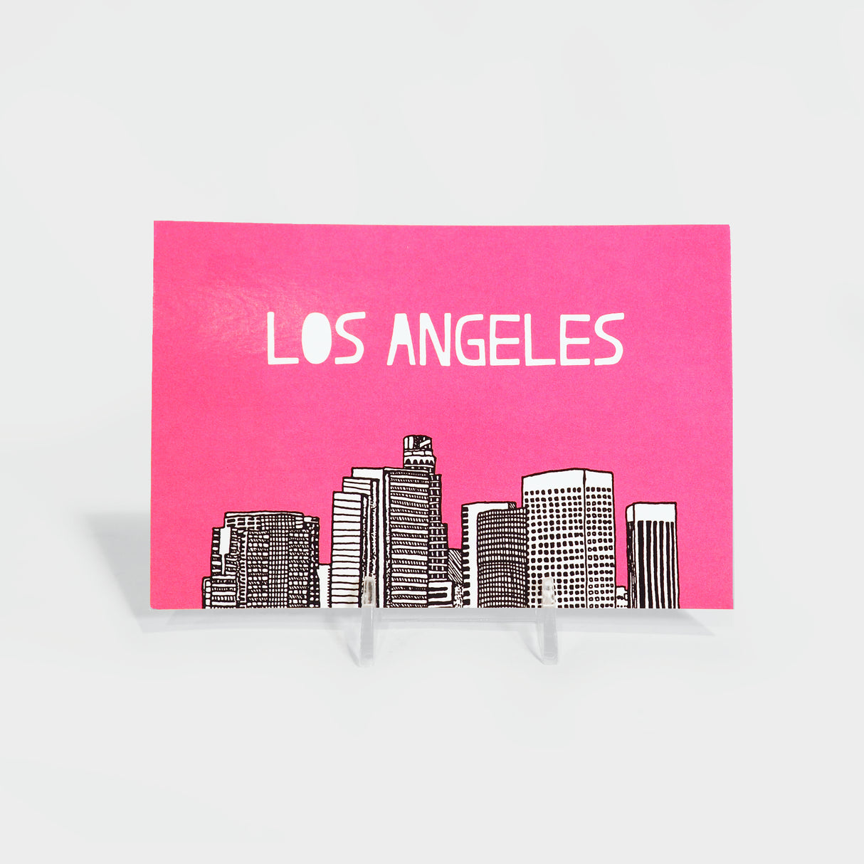 L.A. Skyline in Pink Post Card Illustrated by Nilina Mason-Campbell