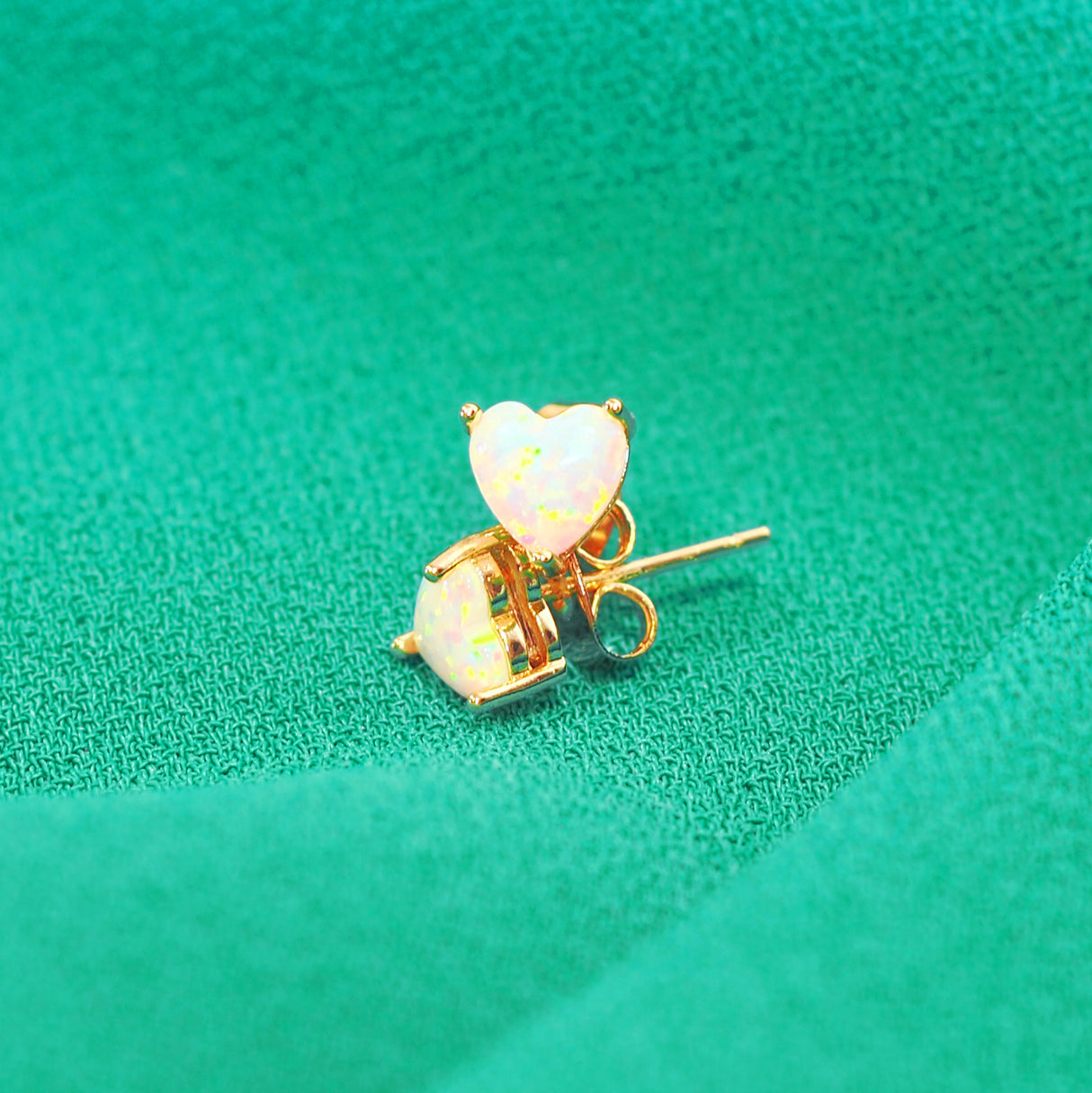 Opal Heart Studs Earrings