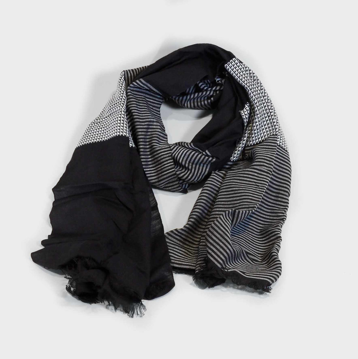 Patterned Block Scarf in Black