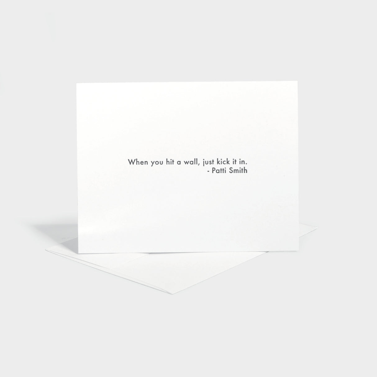 Greeting card with letterpressed quote.