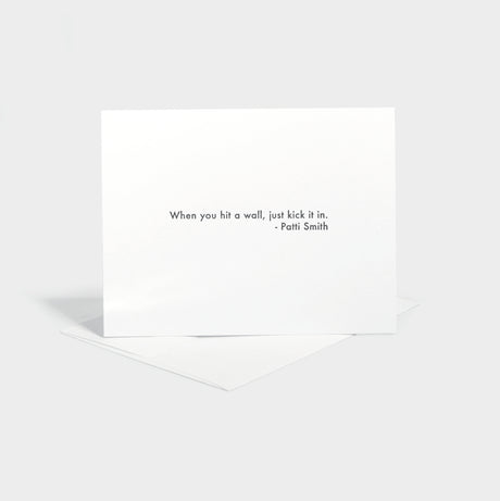 Greeting card with letterpressed quote.