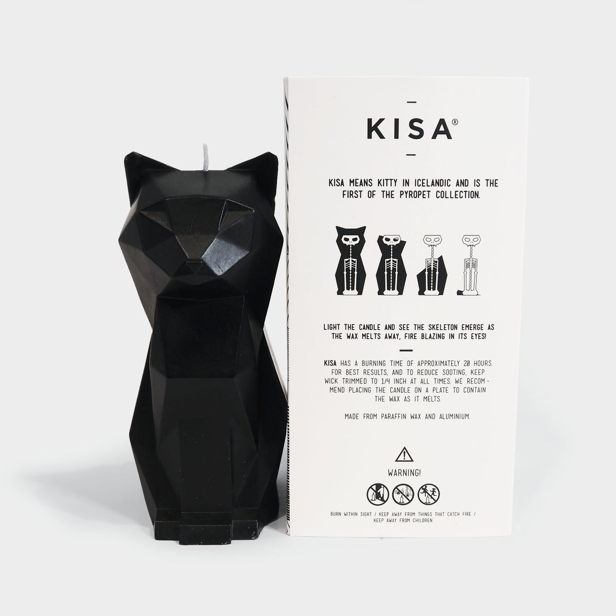 PyroPet Kisa Cat Skeleton Candle - Black