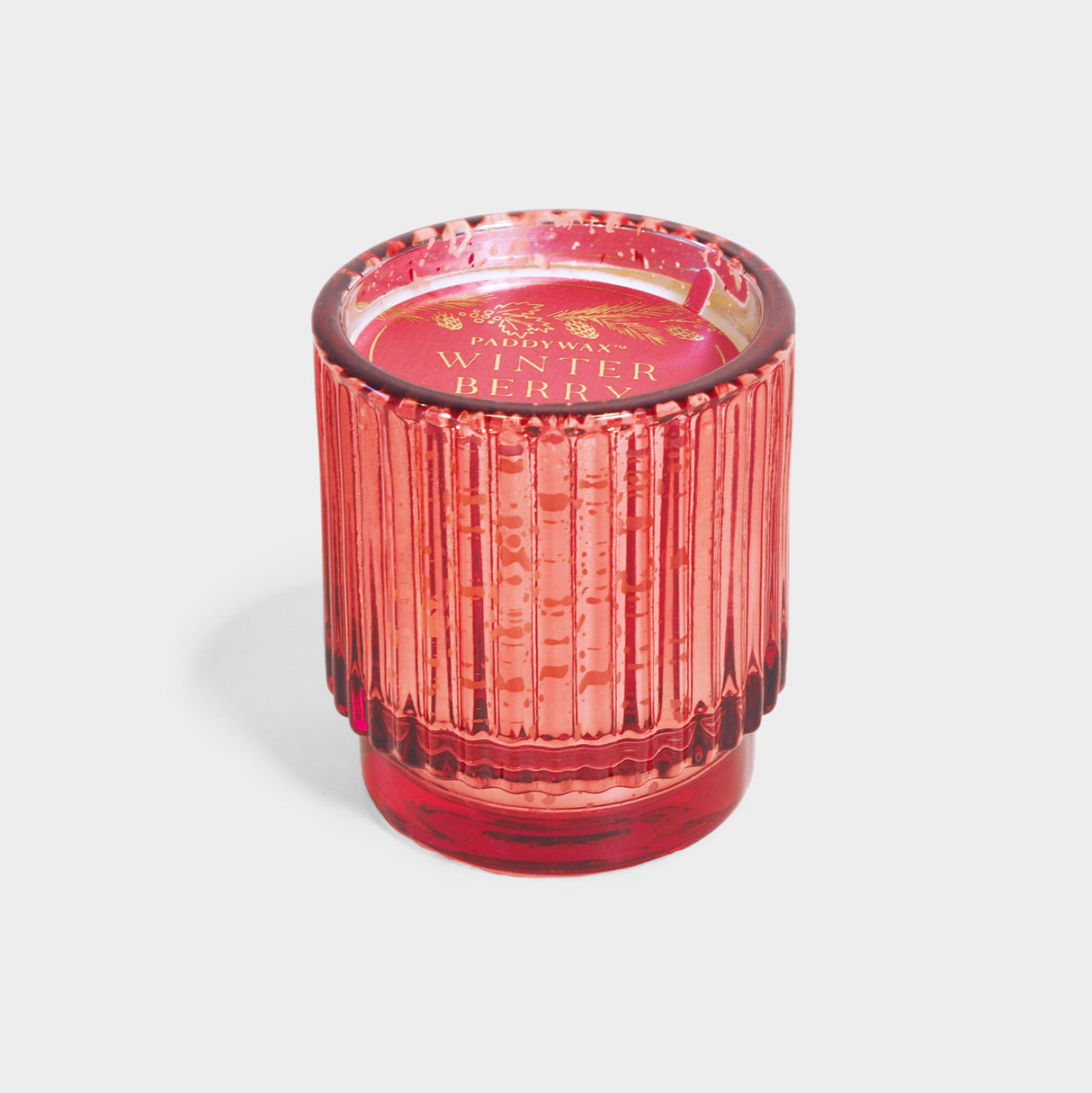 Red Ribbed Mercury Glass Winter Berry 4.5 Ounce Candle