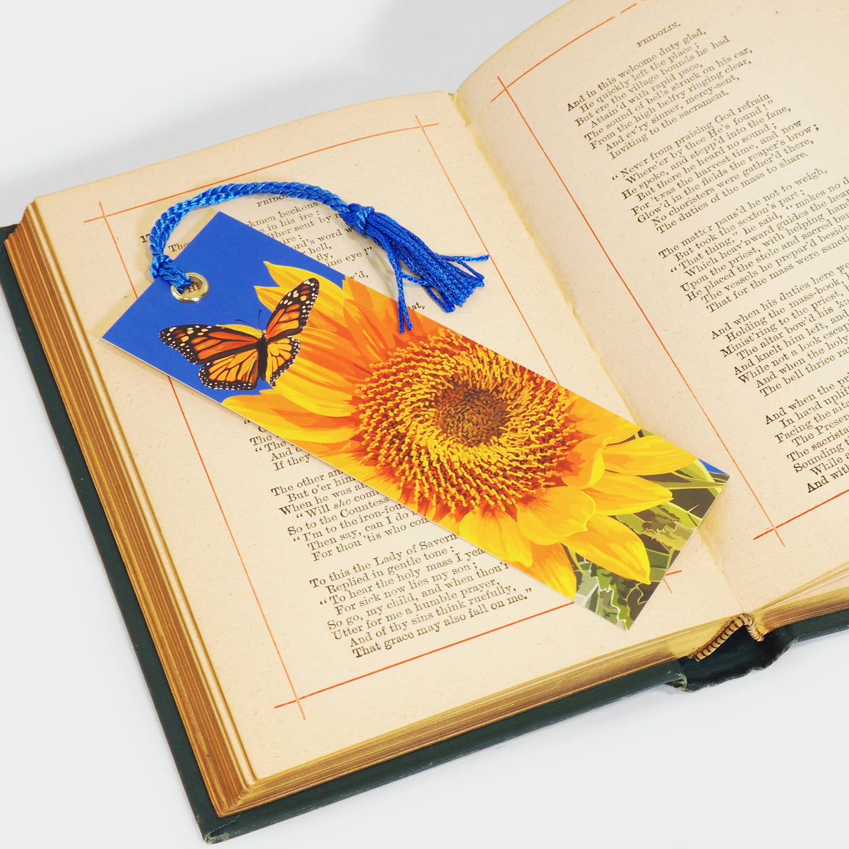 Sunflower and Monarch Butterfly Bookmark with Tassel