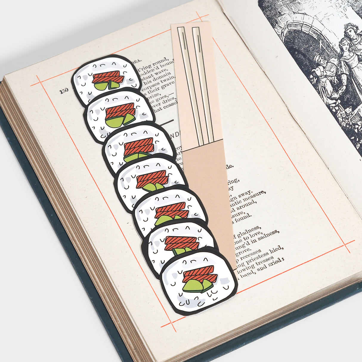 Sushi and Chopsticks Die Cut Bookmark Set