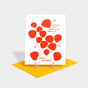 Risograph printed greeting card with strawberries motif. 